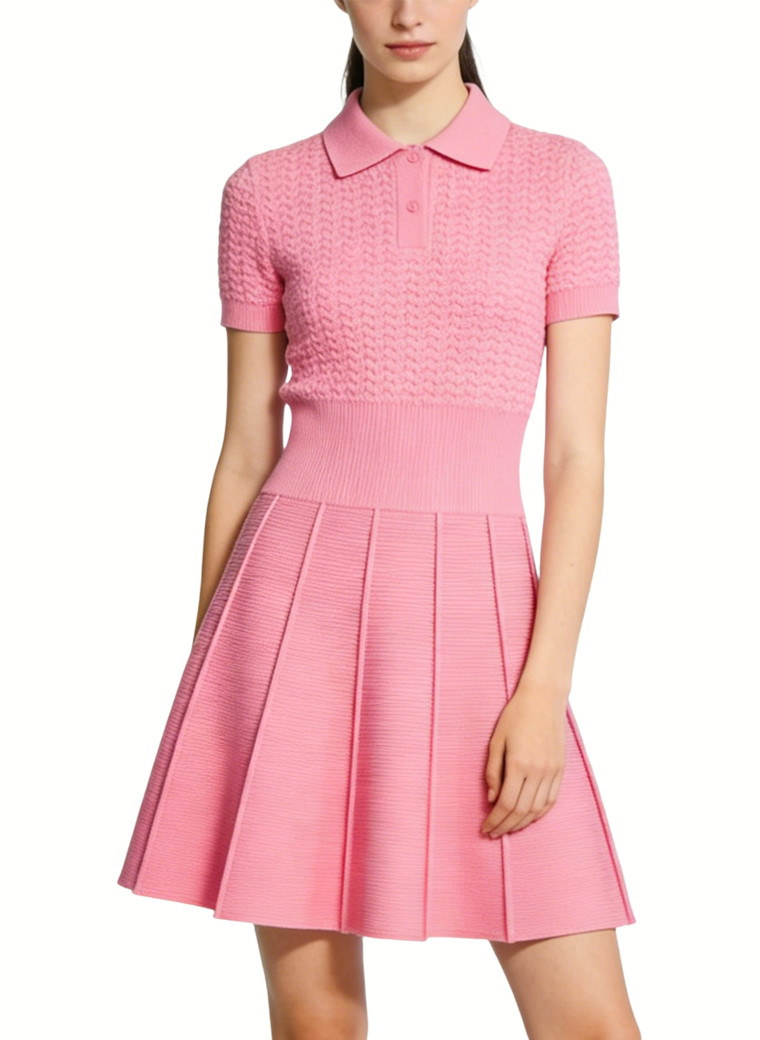 gentle-polo-neck-fitted-waist-preppy-style-dress