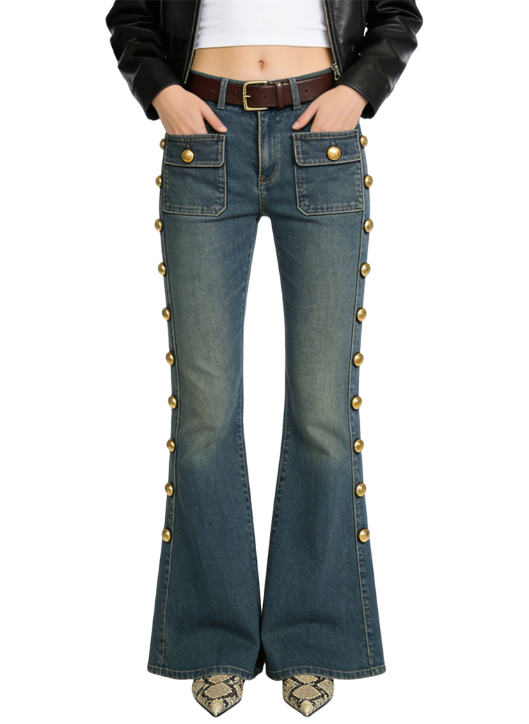 womens-studded-detail-flared-jeans