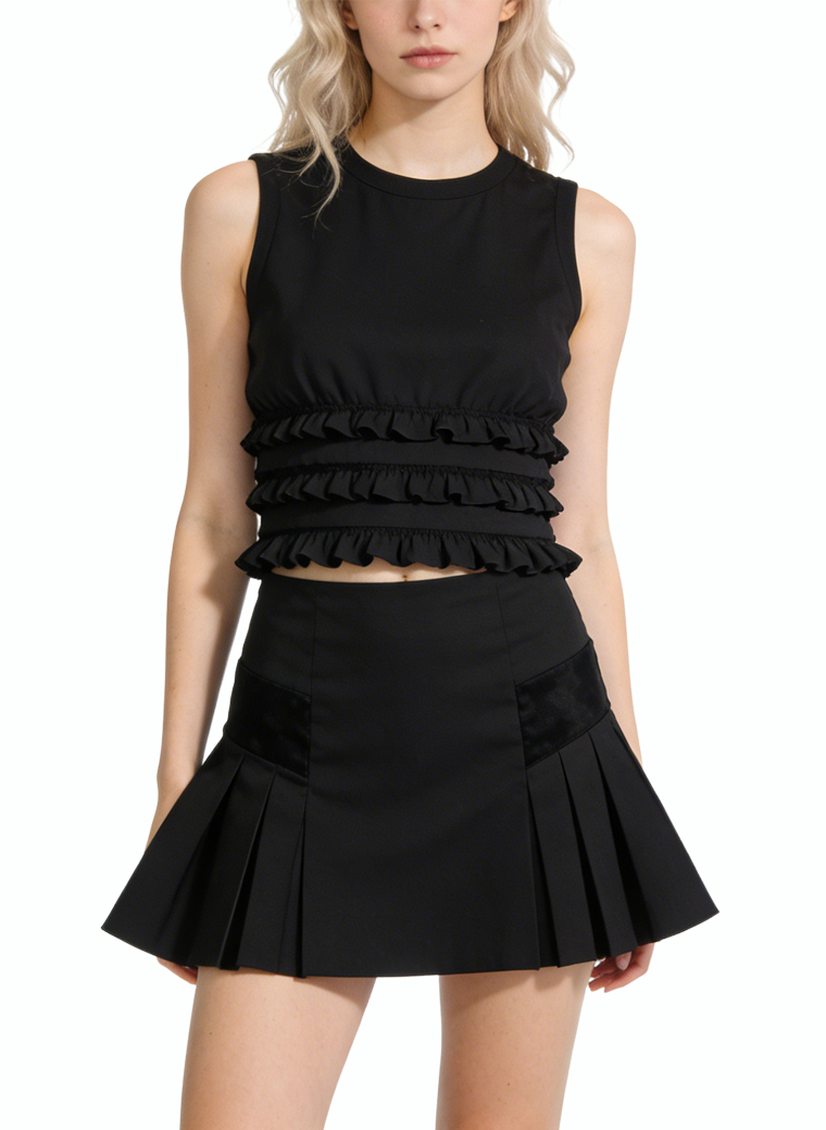 womens-pleated-hem-high-waist-mini-skirt