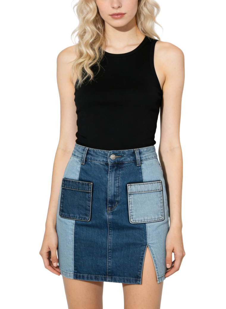 womens-patchwork-casual-denim-mini-skirt