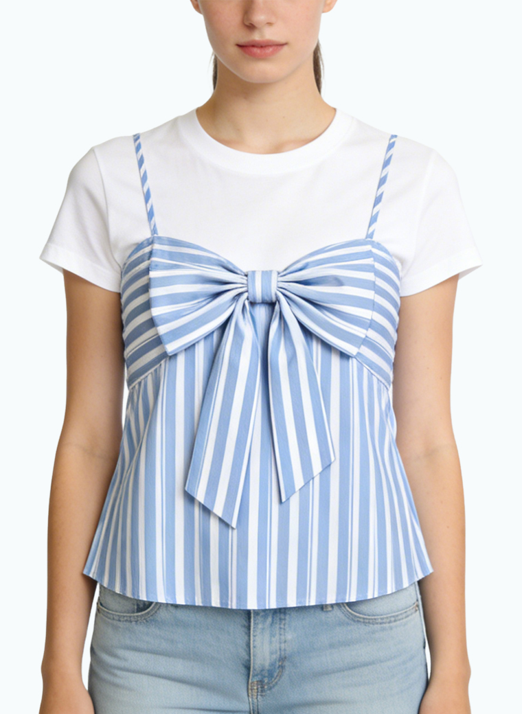 womens-bow-detail-striped-short-sleeve-top