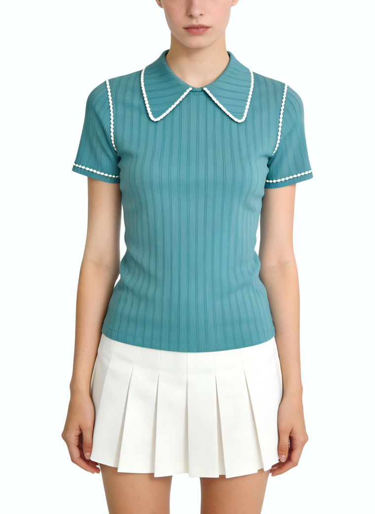 womens-ribbed-peter-pan-collar-short-sleeve-top